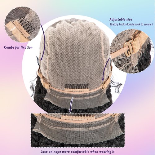 originea DAIXI 36" Full Lace Box Braided Wigs for Black Women, Full Knotless Hand-Knitted Synthetic Braided Wigs with Baby Hair, Soft and Skin-Friendly Silk Lace Back (Pre Partition, T1B/Bug)