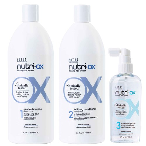 NUTRI-OX Gentle Shampoo & Conditioner & Tonic | Thicker, Fuller-Looking Hair | Normal Thinning Hair | Peppermint | Clinically & Dermatologically Tested | 33.8 Fl Oz