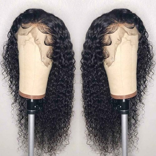 Venice Human Hair Wigs for Black Women Virgin Curly Full Lace Wig Short Lace Frontal Pre Plucked with Baby Hair (16inch, 13X6 lace front wig 150% density)