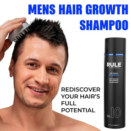 RULE No.10 Grey Reducing Anti-dandruff Volume Boost for Men &Women, Gray Reverse Hair Loss Shampoo for Thinning Hair, Natural DHT Blocker, Hair Thickening Shampoo for Thicker Fuller Hair 6.7oz