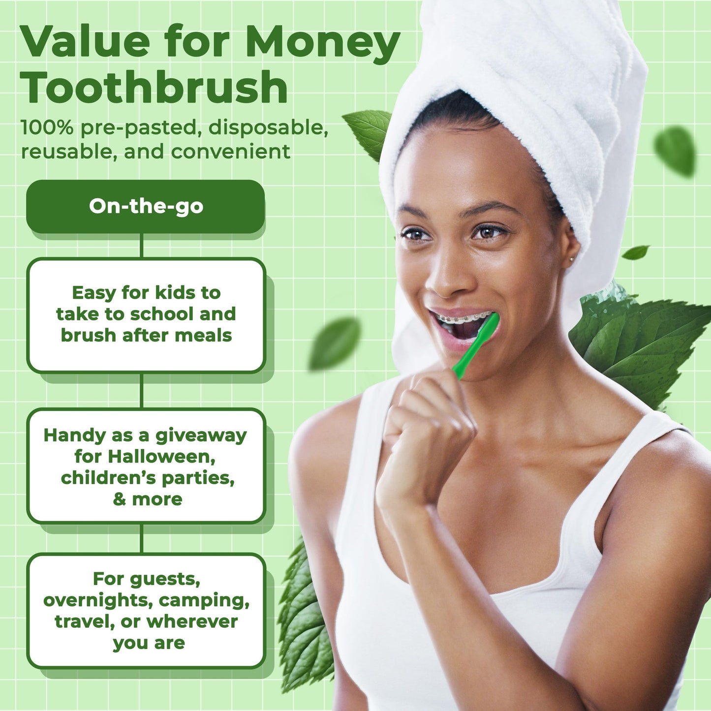 Ortho ReadyBrush Prepasted Individually Wrapped Toothbrush- Soft Orthodontic Gentle V-Trim Bristles for Braces, Gum Care - 144 Pack - Children or Adults Made in USA (144)