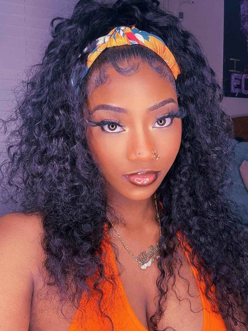 Liwsizxk Water Wave Headband Wig Human Hair 220 Density Upgrade Curly Drawstring Headband Wigs Human Hair Wear and Go Glueless Wigs for Black Women 22inch None Lace Front Wigs Natural Color