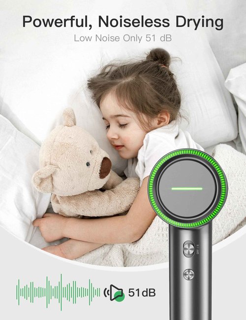 Fezax Negative Ionic High-Speed Hair Dryer with 11,0000 RPM Brushless Motor for Fast Drying, Professional Blow Dryer with Diffuser and Nozzle, Low Noise Hairdryer for Salon Home Travel