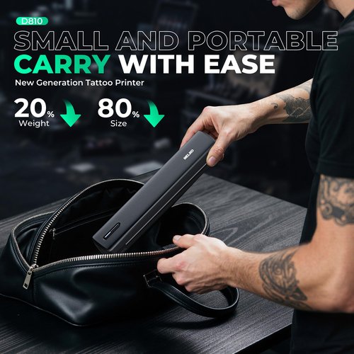 Nelko D810 Tattoo Stencil Printer, Wireless Thermal Tattoo Printer with 10pcs Tattoo Transfer Papers, Portable Tattoo Machine for Artist & Beginners, Compatible with Phone Pad and PC, Smoke Black
