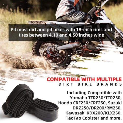 AR-PRO (2-Pack) 4.10/4.50-18" Heavy duty Dirt Bike Inner Tube with TR4 Straight Valve for 110/100-18,110/90-18,110/80-18,120/90-18,120/80-18,100/100-18 Motorycle Rear Tire