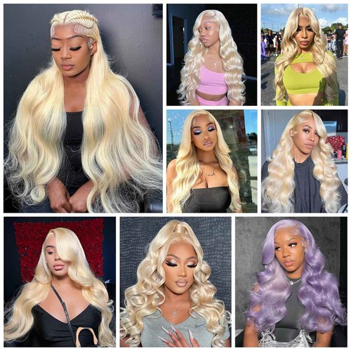 Pangm 613 13x6 Lace Front Wig Human Hair 200 Density HD Body Wave Blonde Lace Front Wigs Human Hair Pre Plucked Lace Frontal Wig 13x6 Blonde Wig Human Hair 26 Inch