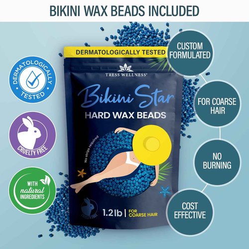 Tress Wellness Blue Warmer Kit with White Wax Metling Bowl and Bikini Wax