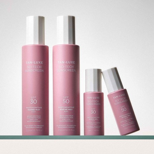 Tan-Luxe Sci-Tech Sunscreen SPF 50, Lightweight Photoadaptive Hydra-Gel Face Sunscreen, Clear, Non-Greasy, Broad Spectrum UVB & UVA Protection, Vegan & Fast-Drying, 1.69 fl. oz/50 ml Bottle