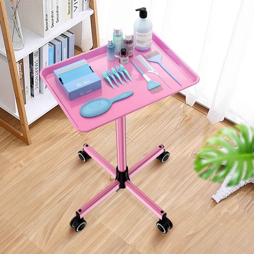 Rolling Salon Tray Tattoo Tray Salon Cart for Hair Stylist Salon Trolley Cart with Wheels Salon Rolling Tray-Pink