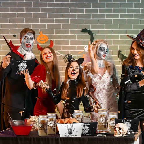 Hushee 30 Pcs Bride or Die Bachelorette Party Supplies Till Death Bridesmaids Gifts 16 oz Glass Cup Makeup Bag Scrunchy Knotted Bracelet Diamond Pen for Gothic Halloween Bridal Shower Wedding Supplies