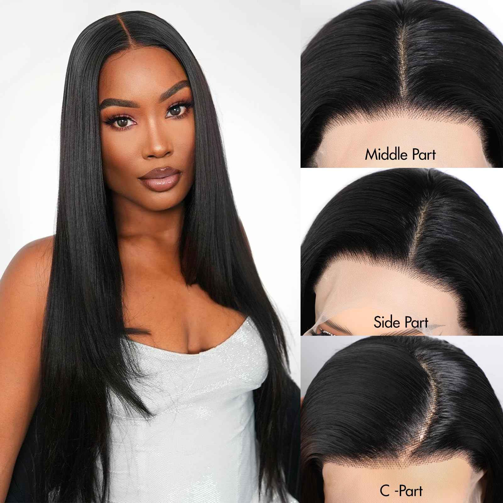 22 inch 13x6 Lace Front Wigs Human Hair 220 Density Straight Lace Front Wigs Human Hair 15A Grade Brazilian Virgin HD Transparent Lace Frontal Wigs Human Hair for Women Glueless Wigs Pre Plucked