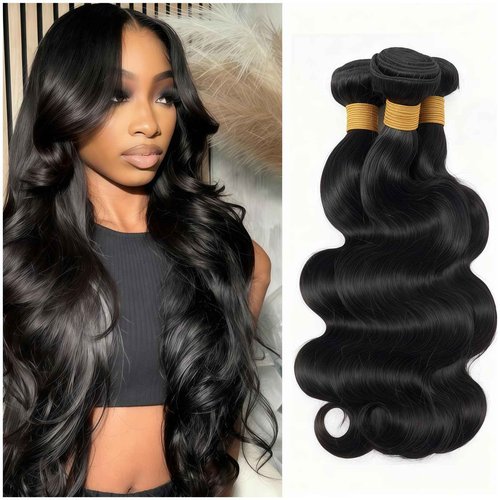 KODRHAR Bundles Human Hair Body Wave 18 20 22 Inch Bundles Human Hair 12A Grade Brazilian Virgin Raw Weave Bundles Human hair 3 Bundles Body Wave Human Hair Extensions for Women Natural Black