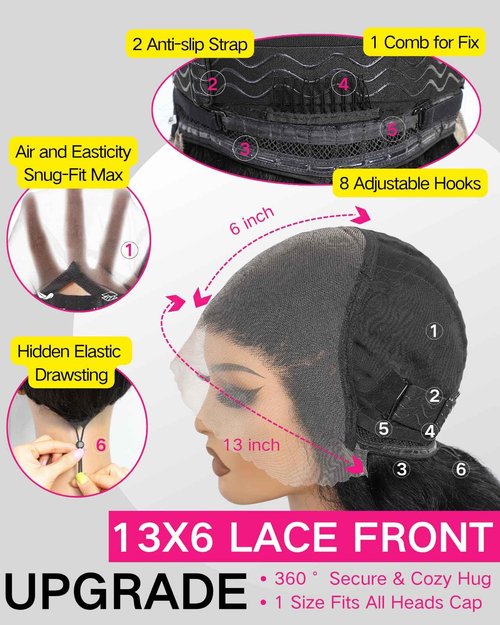 12A 22Inch 13x6 Water Wave Lace Front Wigs Human Hair Pre Plucked HD Transparent Wet and Wavy Lace Front Wigs Human Hair 200 Density Glueless Deep Wave Lace Front Wigs for women