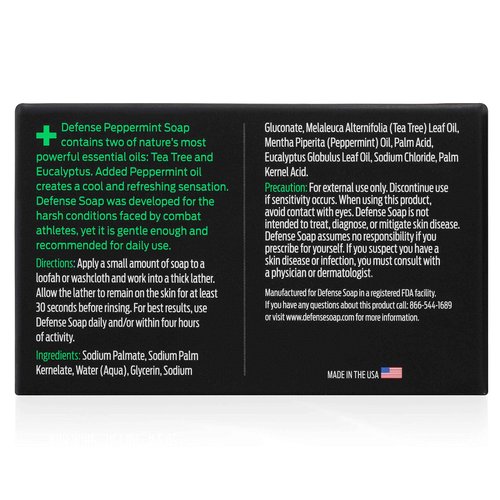 Defense Soap 12pk All Natural Peppermint Bar Soap for Men | Made by Wrestlers with Tea Tree Oil & Eucalyptus Oil to Promote Healthy Skin