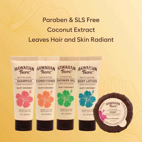 Hawaiian Tropic Silky Coconut 150 Piece Airbnb Essentials for Hosts,Hotel Shampoo & Conditioner Supplies for Guests,Body Wash Lotion & Soap, Travel Size Toiletries,Bulk Mini Sets Kits Soaps Air Bnb