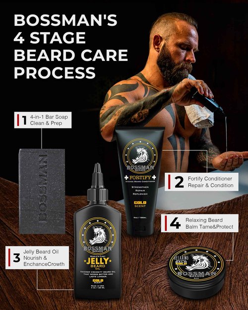 Bossman Jelly Beard Oil Variety Pack - Beard Grooming Care and Growth Kit - All 6 Beard Jelly Oil Scents - Made in USA
