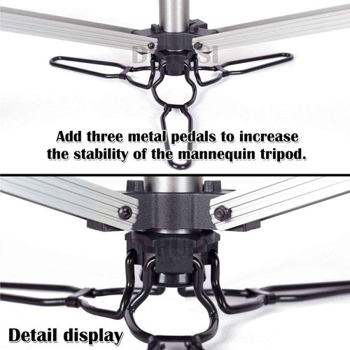 DIRUISI Reinforced Wig Stand Tripod Mannequin Head Stand Adjustable Wig Head Stand Holder for Cosmetology Hairdressing Training with Carrying Bag (Silver)