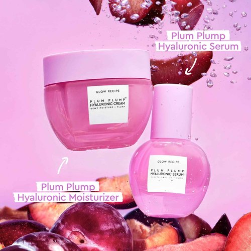 Glow Recipe Plum Plump Hyaluronic Acid Face Cream (50 ml) + Refill Pod (50 ml) - Dewy Glow Hydrating Skin Moisturizer to Plump, Balance & Brighten Skin - With Refillable Eco Pod to Replenish Cream Jar