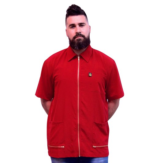 King Midas Barber Jacket Hair Cutting Barber Smock (3X, Red)