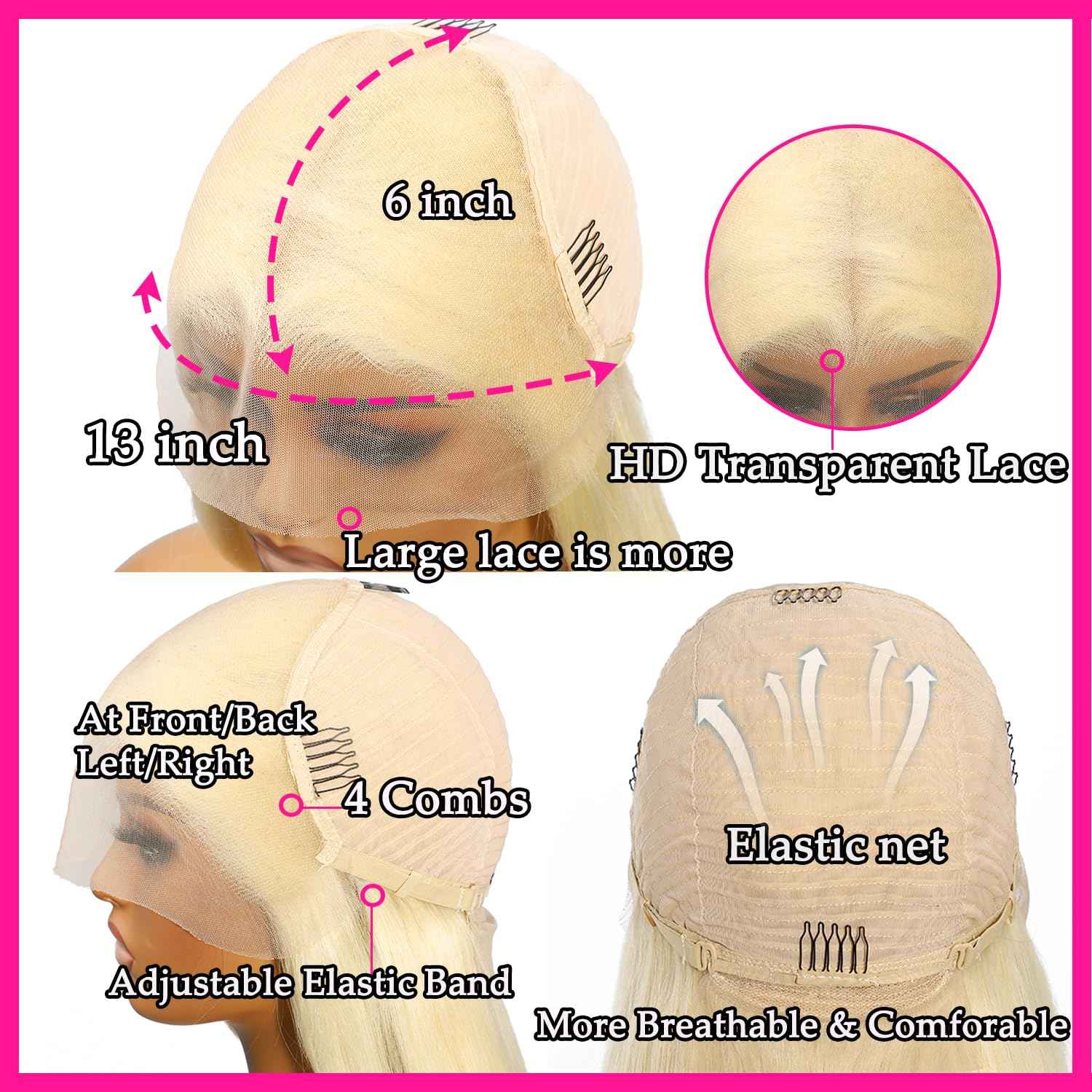 NICILK 30 Inch 613 13x6 Lace Front Wig Human Hair Straight Blonde Wig Human Hair 613 HD Transparent Lace Frontal Wigs Human Hair Pre Plucked with Baby Hair 200 Density Blonde Human Hair Wigs for Women