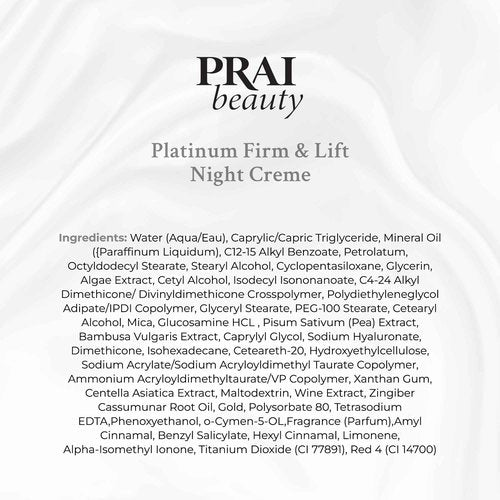 PRAI Beauty Platinum Firm & Lift Night Creme, Anti-Aging and Hydrating Night Face Moisturizer for Women, Hydrating and Revitalizing Night Cream, Overnight Face Lotion, 1.7 Oz