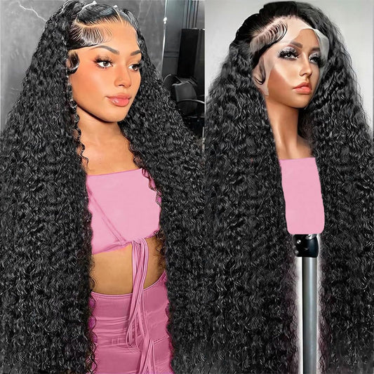 12 Inch Deep Wave Lace Front Wigs Human Hair 250 Density 13x6 HD Lace Frontal Wigs Human Hair Pre Plucked Deep Curly Glueless Wigs for Women