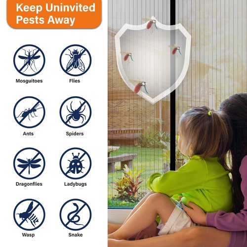 Magnetic Screen Door,Screen Door Mesh,Keep Bugs Out, Easy Install Works with Front Doors, Sliding Doors,Fit Door Size 32 x 78 Inches