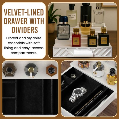 Nova Havens Nest Cologne Organizer for Men - Multi Tier Drawer Organizer & Dresser Organizer Countertop - Perfume Holder | Cologne Stand For Men - Perfume Organizer for Women