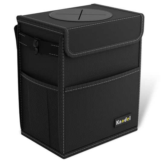 K KNODEL 2 Gallon Black Leak-Proof Waterproof Car Trash Can with Lid