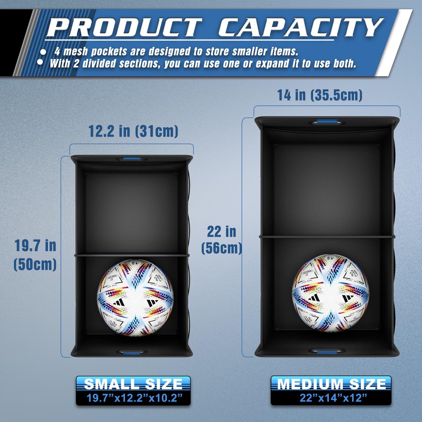 K KNODEL Car Trunk Organizer, Foldable Organizer for Car, Automotive Consoles & Organizers, Storage with Reinforced Handles (Small, Blue)