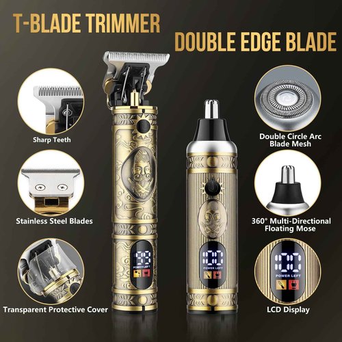 Nose Hair Beard Trimmer for Men, Cordless Professional Hair Clippers and Trimmers Set, Men's Shavers Foil Electric Razors Haircut Grooming Kit, Rechargeable Barber Clippers Set with LCD Display