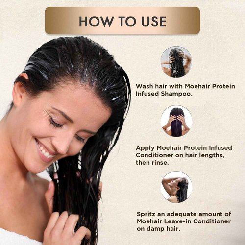 Moehair Trio Pack | Combo of Protein-Infused Shampoo and conditioner Set with Leave-In Conditioner | Hydrates Dry, Damaged Hair | Frizz Control Haircare Combo (12 Fl. Oz)