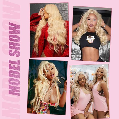 Shciyair 613 13x6 Lace Front Wig Human Hair 28 Inch 200 Density Blonde Wig Human Hair 613 HD Lace Frontal Wig 13x6 Blonde Body Wave Lace Front Wigs Human Hair Pre Plucked Glueless Wigs for Women