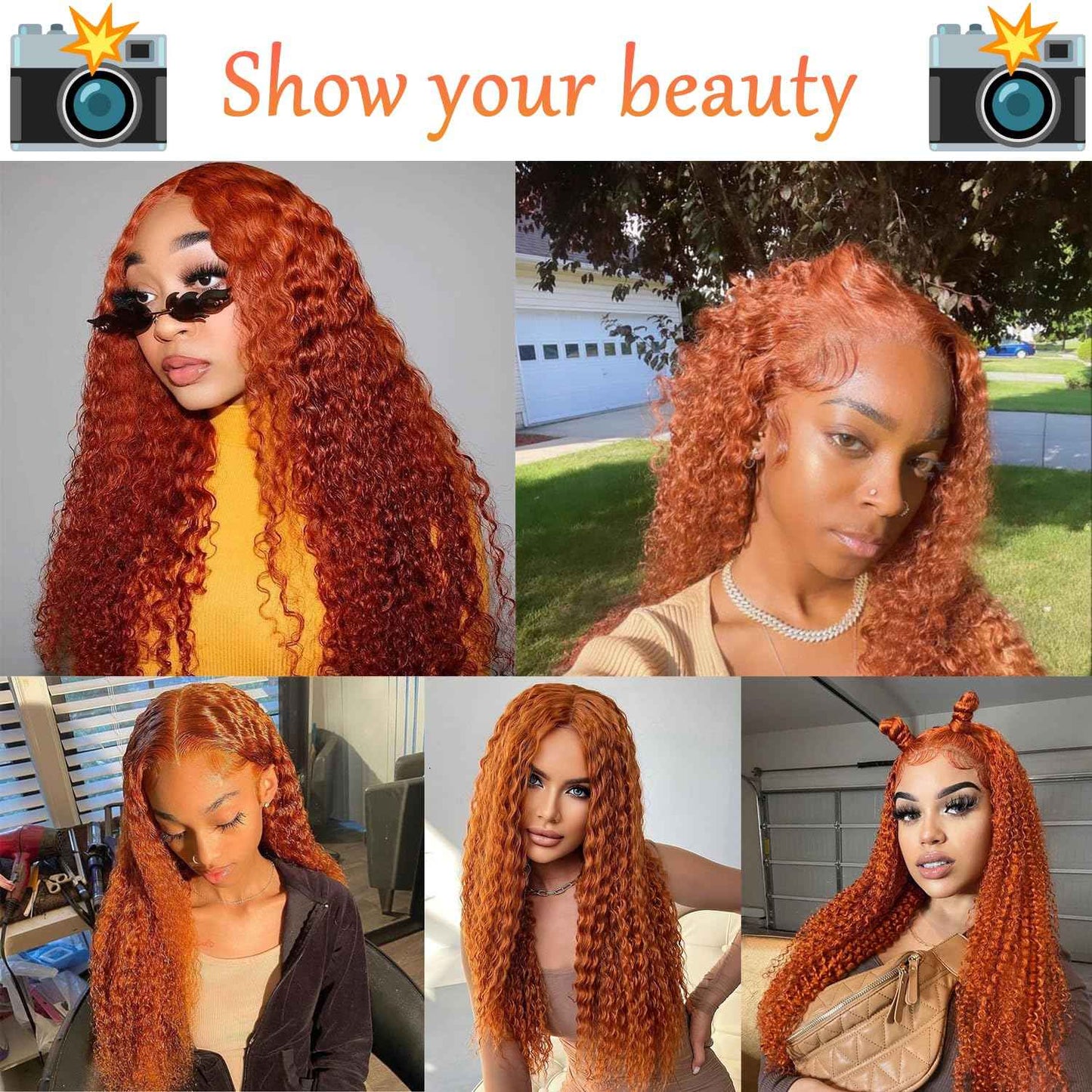 Ginger Lace Front Wigs 26 Inch 13×4 Deep Wave Wigs 360 Lace Front Wigs for Black Women 180 Density Curly Glueless Colored Wigs with Baby Hair