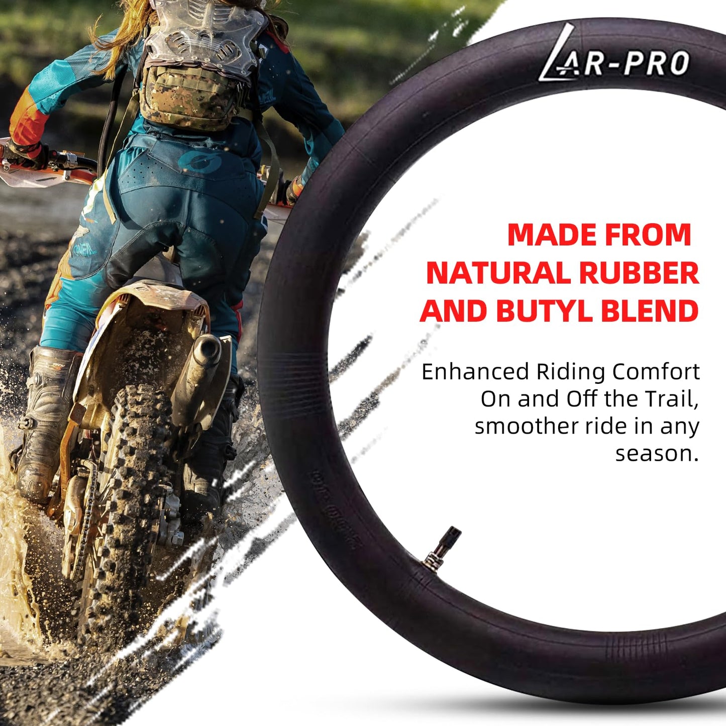 (2 Pack) AR-PRO 2.25/2.50-16” Off-Road Motorcycle Inner Tubes with TR4 Valve Stem - 70/90-16 Motorcycle Tire Replacement Inner Tubes - Compatible with Dirt Bikes, Pit Bikes, and Off-Road Motorcycles