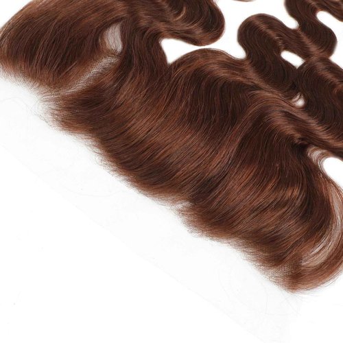 ALHER Color #4 Chocolate Brown Body Wave 13x4 Frontal Closure, 12A Wavy Free Part Melt 13x4 Lace Frontal, 100% Virgin Remy Human Hair Mocha Brown Hair Color Pre Plucked With Baby Hair Frontal 12 Inch