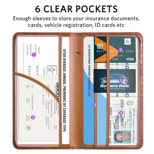 CoBak Car Registration and Insurance Holder - Vehicle Glove Box Car Organizer,Auto Truck Comparment Accessories Case with Magnetic Closure for Driver License,Cards