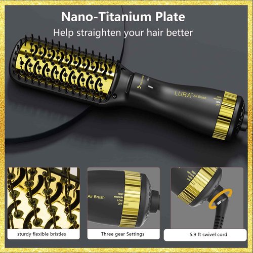 Blow One-Step Hair Dryer Brush and Styler for Black Women: 600W Ionic Dryer with Comb, Straightener and Detangler to Dry, Smooth, and Style Natural Hair