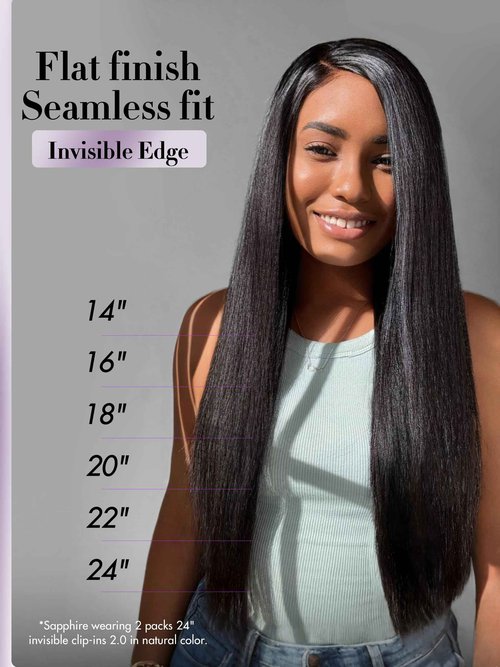 LUVME Invisible Clip in Hair Extensions,Yaki Straight 18 Inch 110g 6Pcs Seamless PU Weft, 100% Real Human Hair Extensions, Natural Look & Comfortable Wear, Easy to Apply