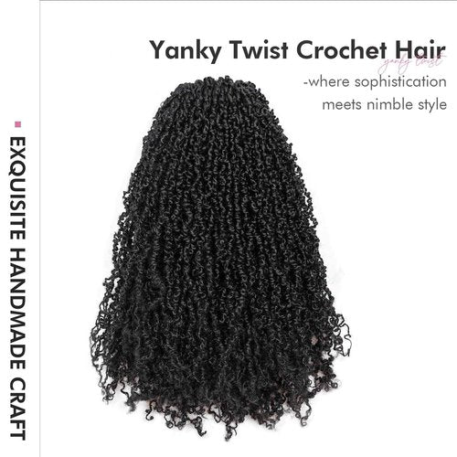 ToyoTress Yanky Twist Crochet Hair - 18 Inch 8 Packs (30 Strands/Pcs) Fluffy Spring Mini Twist Passion Twist, Natural Black Long Pre-Looped Crochet Braids Braiding Hair (18 Inch, 8P-1B)