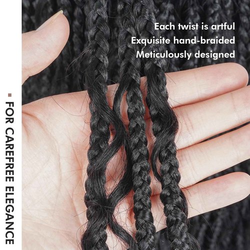 ToyoTress Boho Crochet Braids Human Hair - 14 Inch 8 Packs (96 Strands) Handmade Pre-Looped Crochet Hair For Black Women, Natural Black Pre-Twisted Short Bob Human Braiding Hair (14 Inch, 1B-8P)