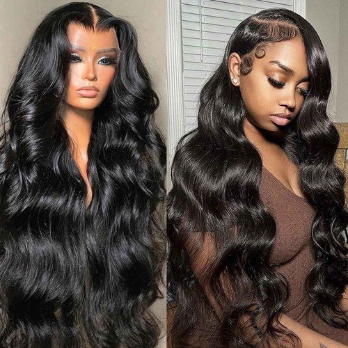 Samrabeauty 13x6 Body Wave Lace Front Wigs Human Hair 200 Density HD Lace Front Human Hair Wig Pre Plucked Lace Frontal Wigs for Women (24 Inch)