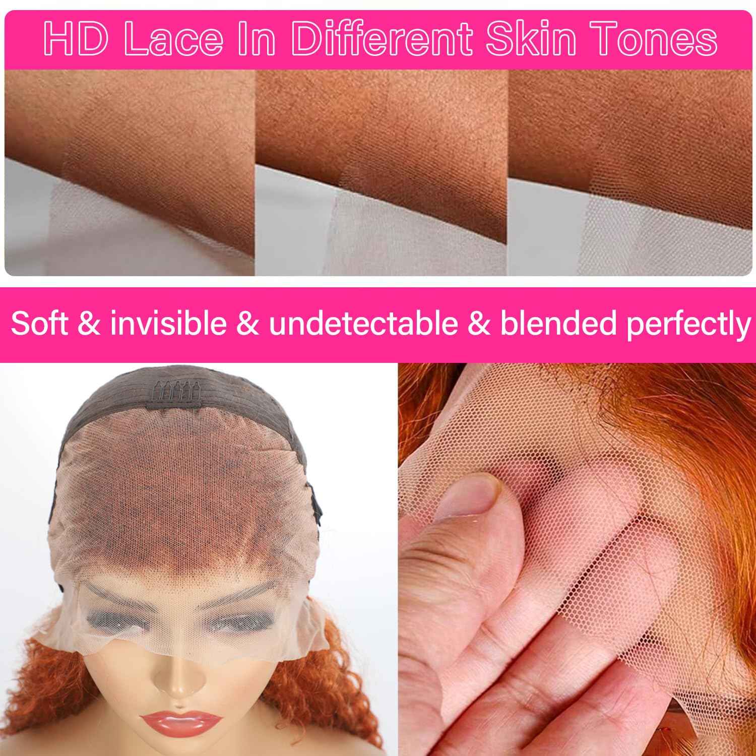 22 Inch Ginger Lace Front Wigs Human Hair Deep Wave 13x4 HD Transparent Full Lace Frontal Wig Human Hair for Women 180% Density 350# Orange Colored Glueless Deep Curly Wigs Human Hair Pre Plucked