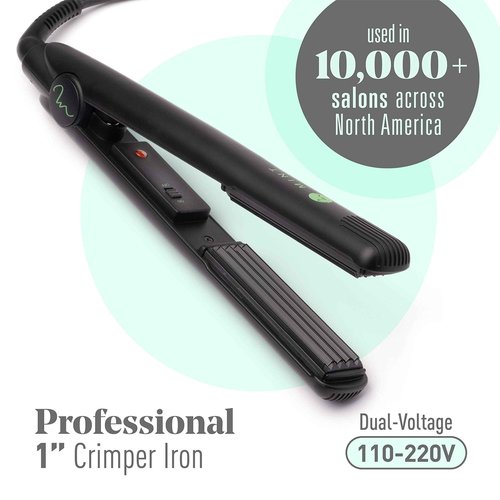 Professional Series Hair Crimper Iron 1 Inch by MINT | Create Crimps Extremely Fast - Deeper Ceramic Crimp Plates for Maximum Root Volumizing and Crimping - Travel-Ready Dual-Voltage