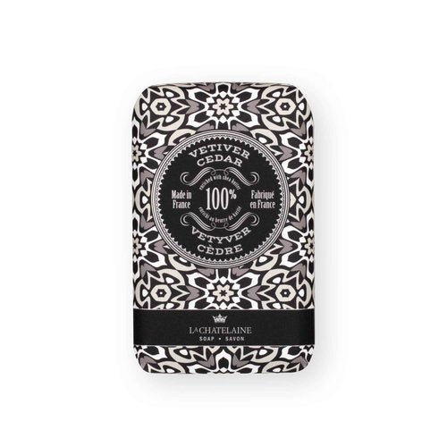 La Chatelaine Soap Supply Tin Gift Set |Unisex, Men, Women| Plant-based shea butter bar soaps | Made in France | Natural and Organic | Large soap bars | Set of 6, 8.8 oz./250g bars - Gray Mosaic