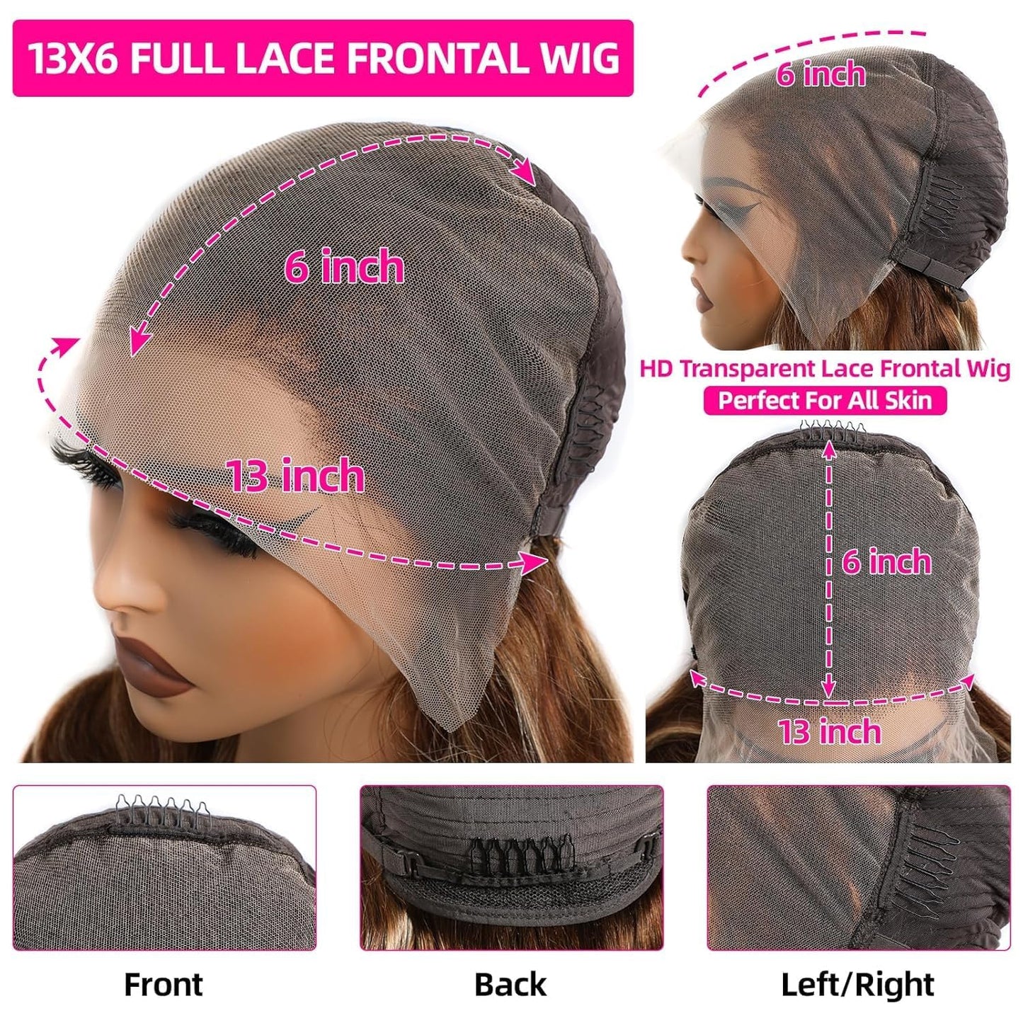 250% Density Highlight Ombre Lace Frontal Wig 13x6 Human Hair Honey Blonde HD Lace Front Wig Pre Plucked with Baby Hair brown 4/27 Colored body Lace Front wig Glueless for Women Natural Hairline