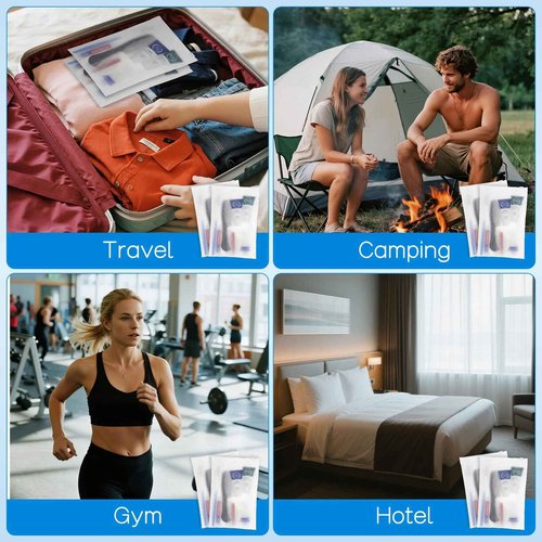 Toiletry Kits Travel Essentials Disposable Hygiene in Bulk, Trial Size Toiletries Supplies Individually Wrapped Traveling Personal Care Items, for Camping, Hotel, Homeless, Charity, 8-in-1 (60-Pack)