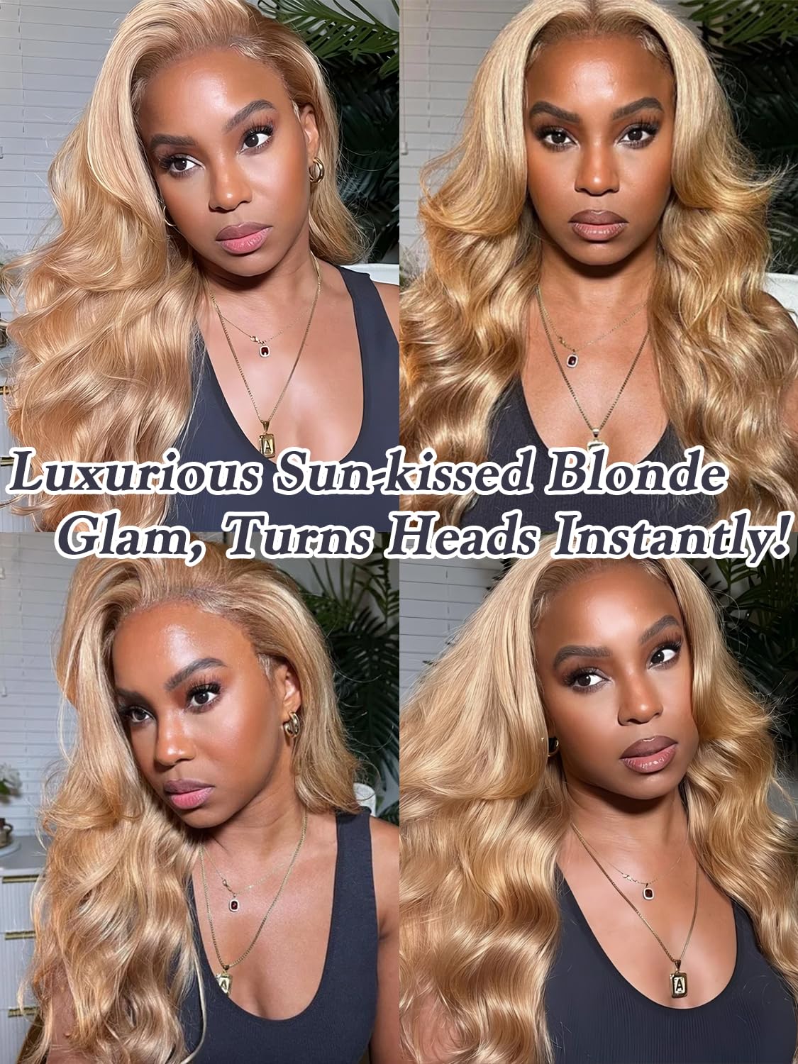 Honey Blonde Bundles Human Hair 10 12 14 Inch, Color 27 Golden Ash Blonde Body Wave Bundles Sew In Weave Tracks, Loose Wavy 100% Unprocessed Brazilian Raw Virgin Hair, Double Weft 3 Bundles Color #27