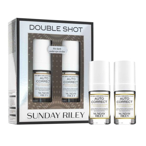 Sunday Riley Double Shot Auto Correct Eye Cream 0.5oz Duo Skincare Set, White