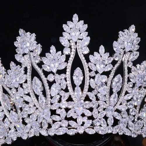FASNAHOK Large Cubic Zirconia Wedding Tiaras Luxury Tall Pageant Queen Crowns for Women Gift Coronas Para 15 Anos Quinceaneras Big CZ Princess Headbands Silver